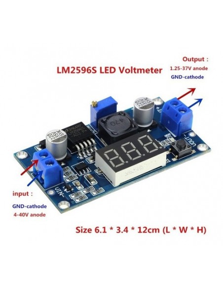 628183-MLA31021055926_062019,Fuente Dc-dc Lm2596 Voltimetro Display Step Down Pcb